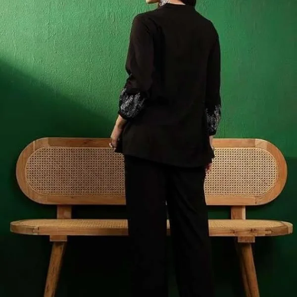 Women's Cotton Embroidered A-Line Kurti with Pant