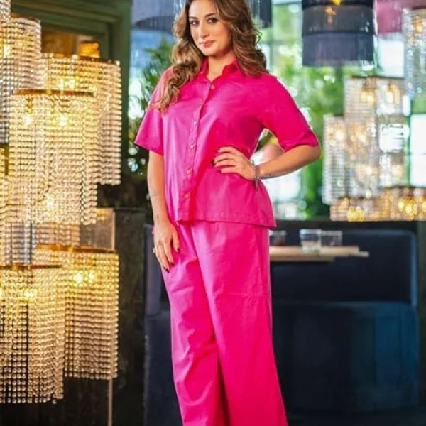 Women's Cotton Plain Straight Short Kurti with Pant Set