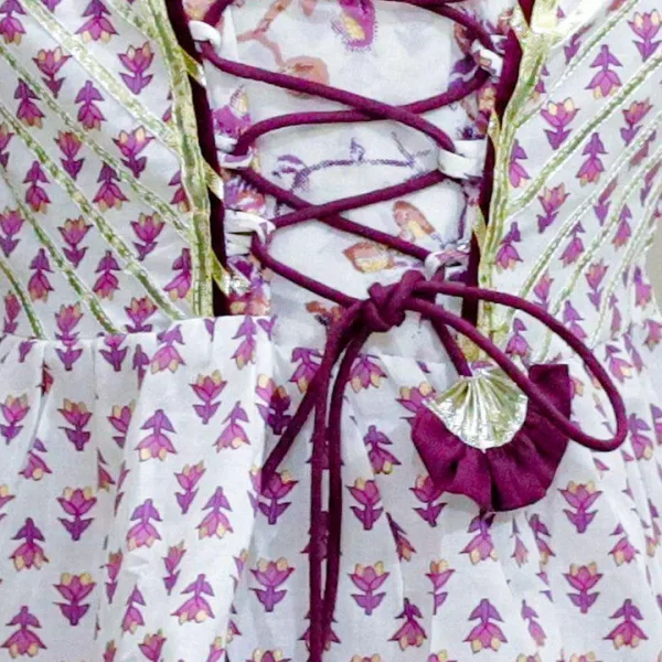 Purple Peplum Dori Jaipur Block Print Cotton Suit Set for Girls