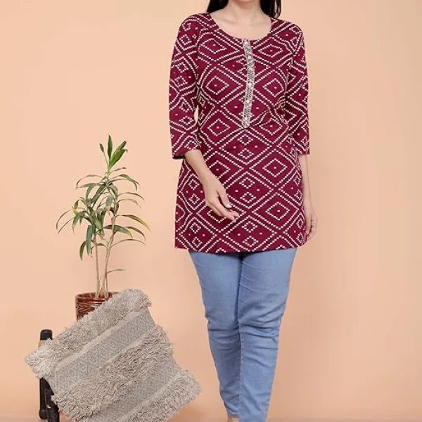 Bandhej Printed Straight Kurti