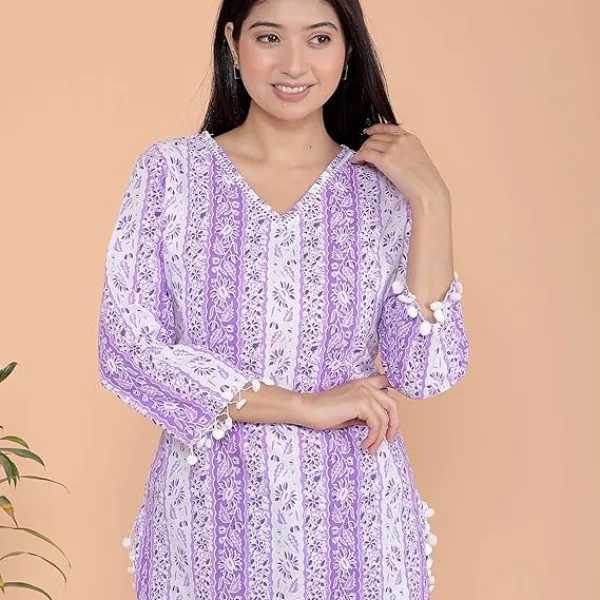 Women's Cotton Floral Printed Tunic Straight Kurti