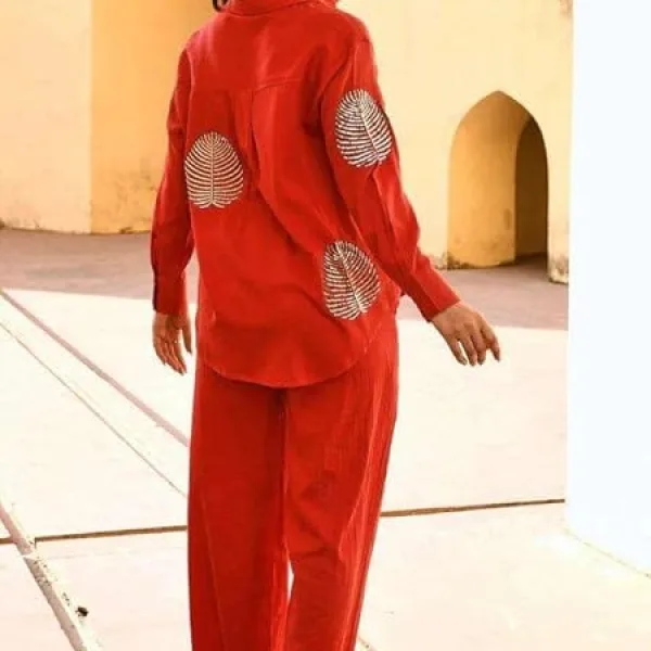 Women's Cotton Tunic & Straight Women Western Cord Set