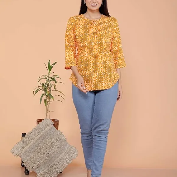 Printed Straight Round Neck with Tassels Kurti