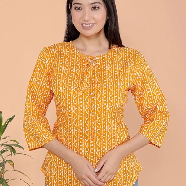 Printed Straight Round Neck with Tassels Kurti