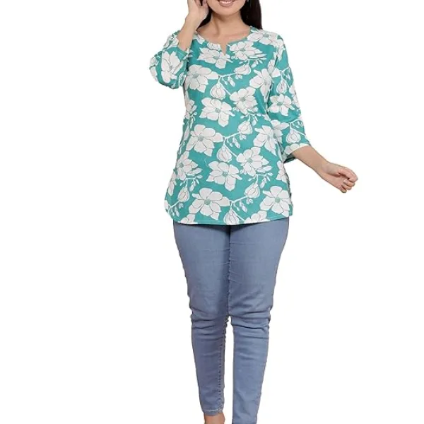 Women's Cotton Floral Printed Tunic Straight Kurti