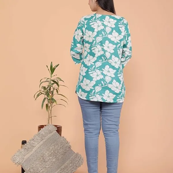 Women's Cotton Floral Printed Tunic Straight Kurti