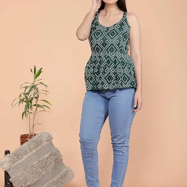 Women's Cotton Printed Short Flared Anarkali Kurti