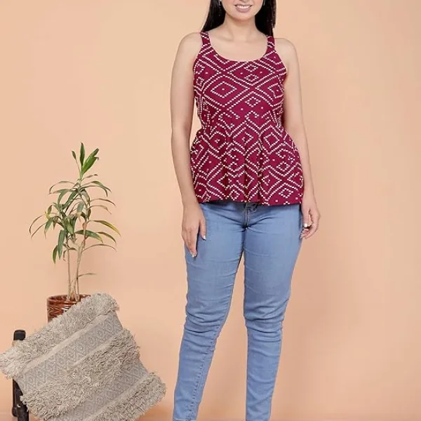 Women's Cotton Printed Short Flared Anarkali Kurti