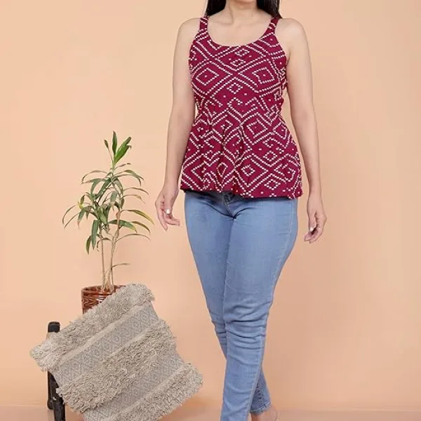 Women's Cotton Printed Short Flared Anarkali Kurti