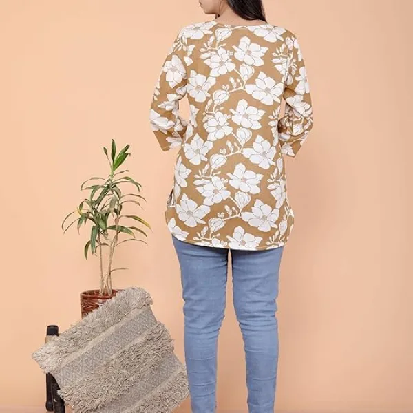 Women's Cotton Floral Printed Tunic Straight Kurti