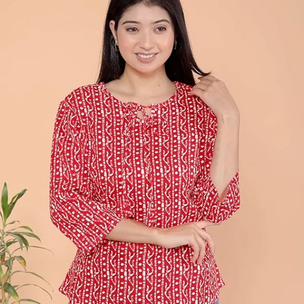 Printed Straight Round Neck with Tassels Kurti