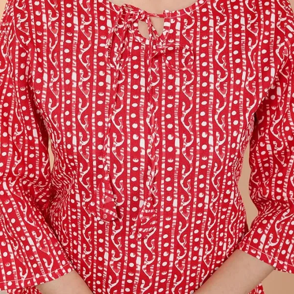 Printed Straight Round Neck with Tassels Kurti