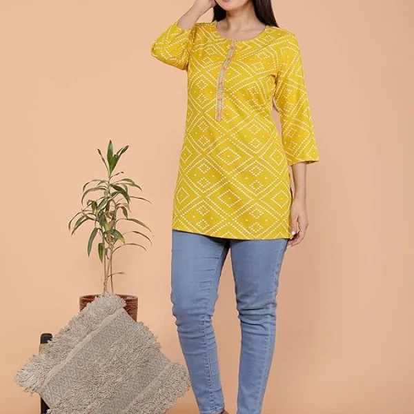 Bandhej Printed Straight Kurti