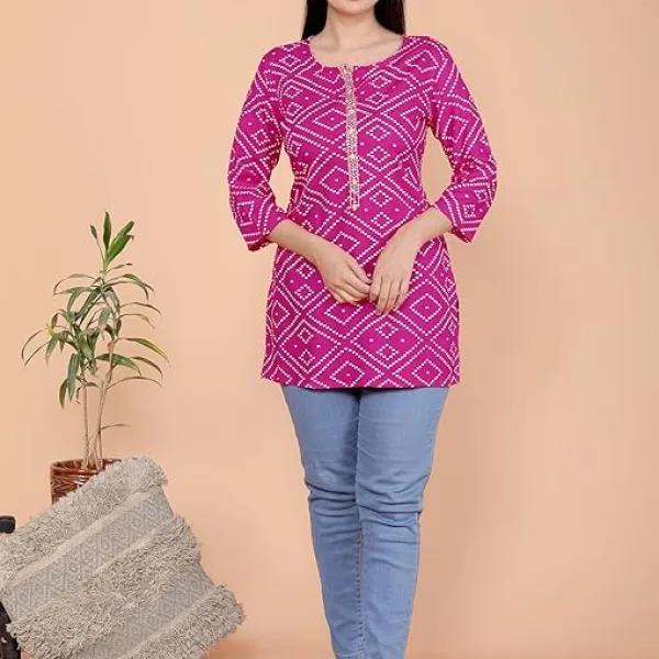 Bandhej Printed Straight Kurti