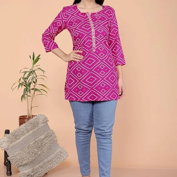 Bandhej Printed Straight Kurti
