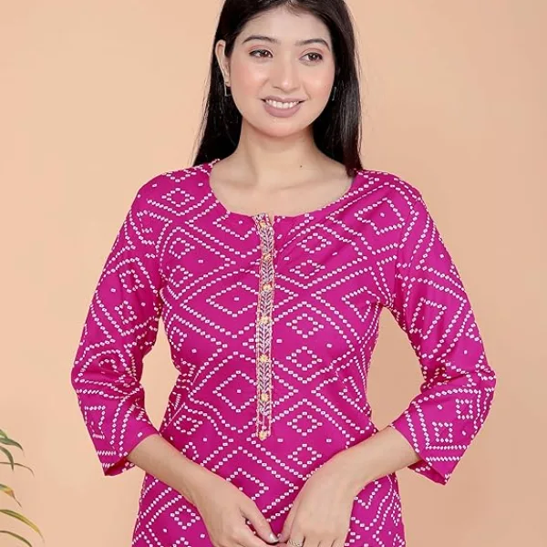Bandhej Printed Straight Kurti