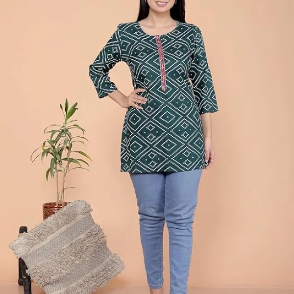 Bandhej Printed Straight Kurti