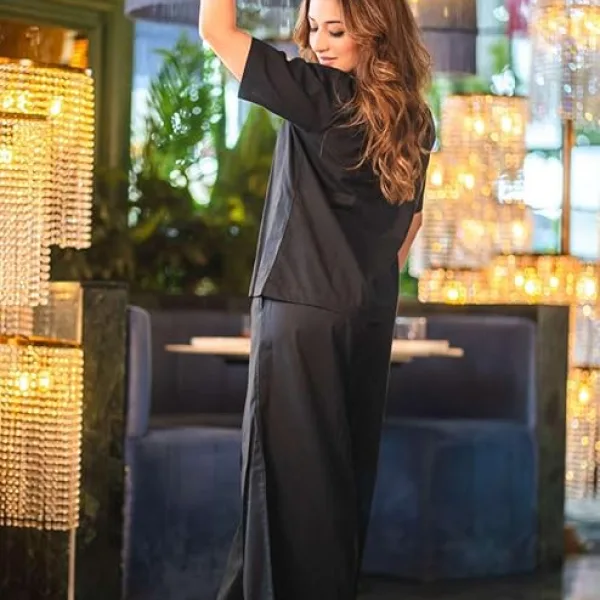 Women's Cotton Plain Straight Short Kurti with Pant Set