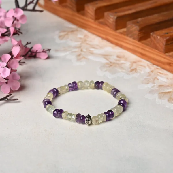 Amethyst & Prehnite Healing Bracelet – Elevate Spirit & Calm