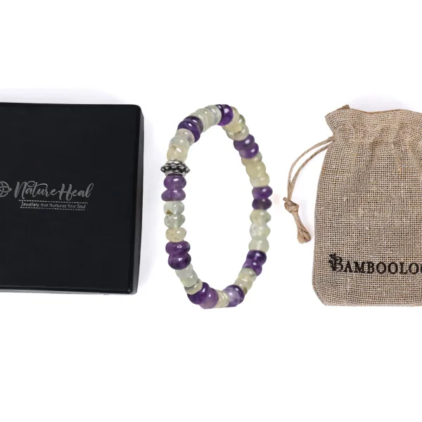 Amethyst & Prehnite Healing Bracelet – Elevate Spirit & Calm