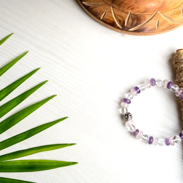 AMETHYST, ROSE QUARTZ AND CLEAR QUARTZ BRACELET FOR STRENGTH, LOVE AND FULFILLING RELATIONSHIP
