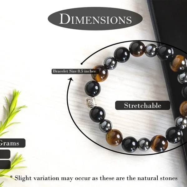 Black Obsidian, Tiger Eye And Hematite Bracelet for Cleansing, Clarity, Strong Mind, Grounding And Better Health