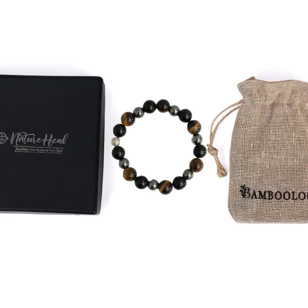 Black Obsidian, Tiger Eye And Hematite Bracelet for Cleansing, Clarity, Strong Mind, Grounding And Better Health