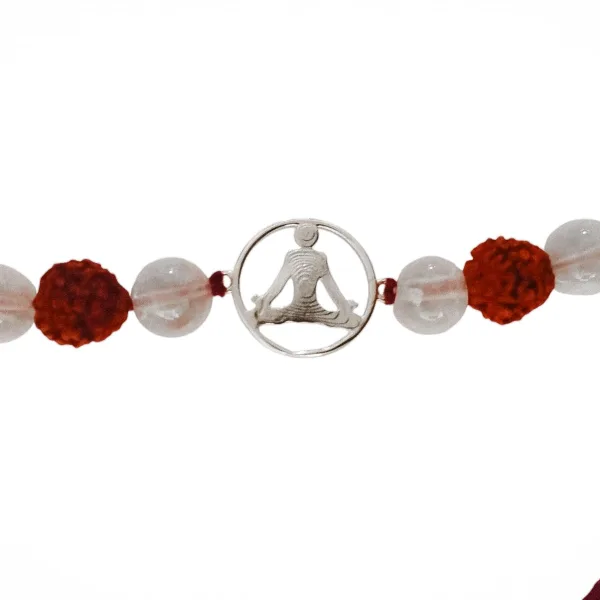 Handmade Sustainable Healing Beads Rakhi | Clear Quartz & Rudraksh | Meditation Charm