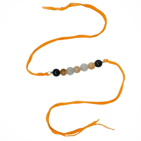 Handmade Sustainable Healing Beads Rakhi | Sunstone, Citrine, Light & Dark Aventurine