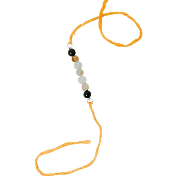 Handmade Sustainable Healing Beads Rakhi | Sunstone, Citrine, Light & Dark Aventurine