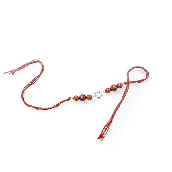 Handmade Sustainable Healing Beads Rakhi | Sunstone & Red Tiger Eye | Sun Charm