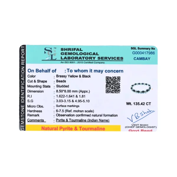 Natural Pyrite & Tourmaline Bracelet for Wealth, Power & Protection