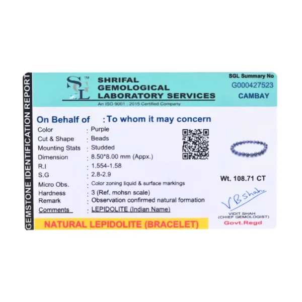 Natural Lepidolite Bracelet for Anxiety Relief & Emotional Balance