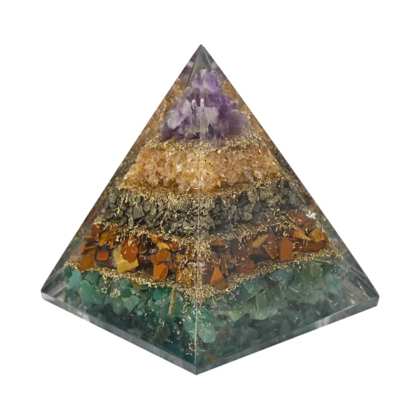 Natural Multi-Stone Money Magnet Pyramid for Wealth and Prosperity