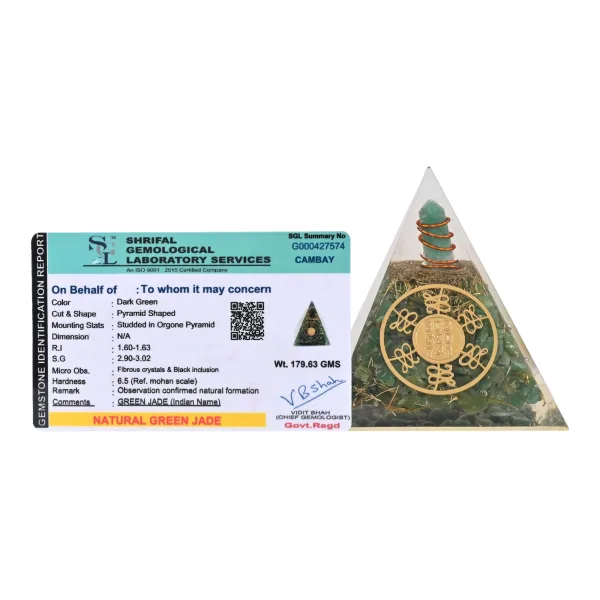 Green Jade Pyramid Harmony Luck and Abundance Amplifier for Home