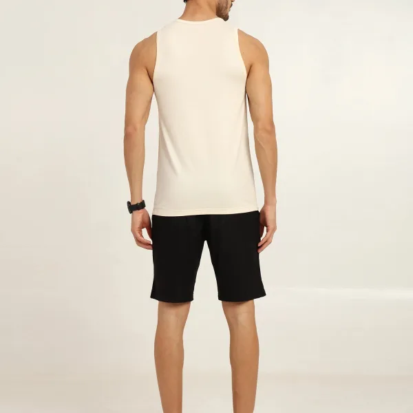 Men's Bamboo Fabric Workout Gym Vest | Cream