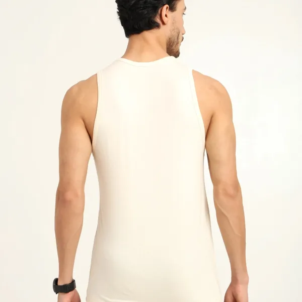 Men’s Bamboo Gym Vest – Soft, Breathable Workout Tank in Cream