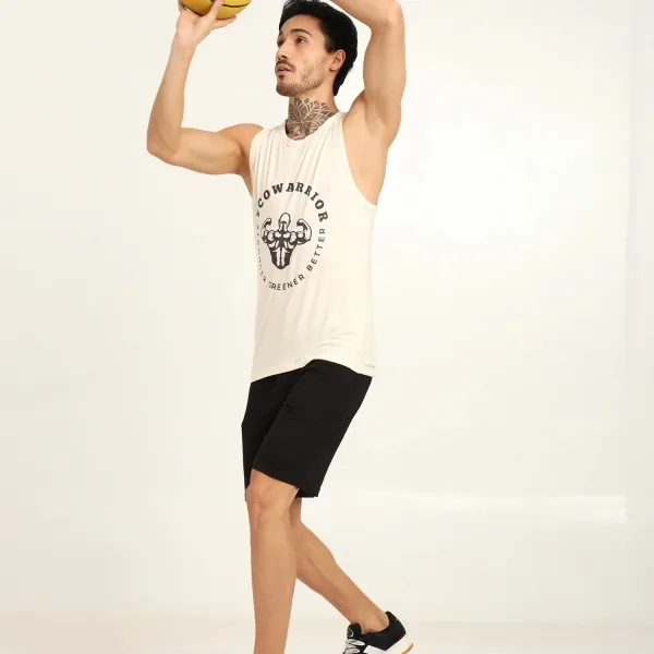 Men’s Bamboo Gym Vest – Soft, Breathable Workout Tank in Cream