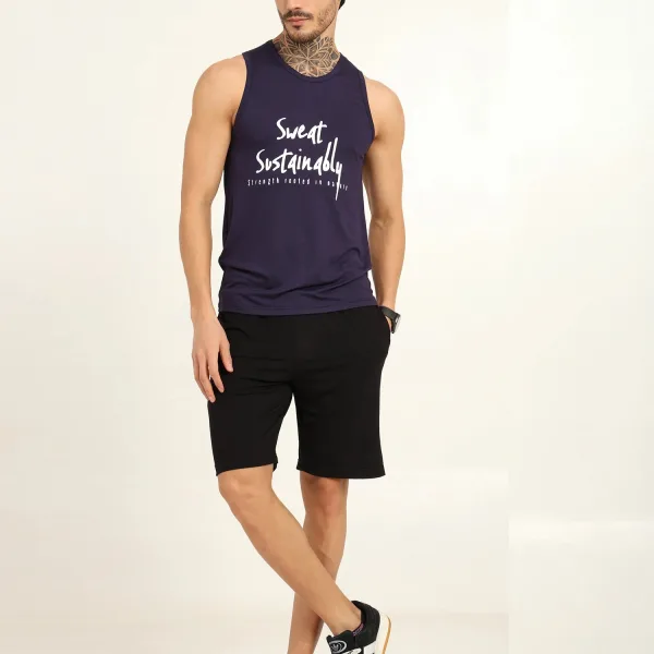 Men’s Bamboo Gym Vest – Soft, Breathable Workout Tank in Navy Blue