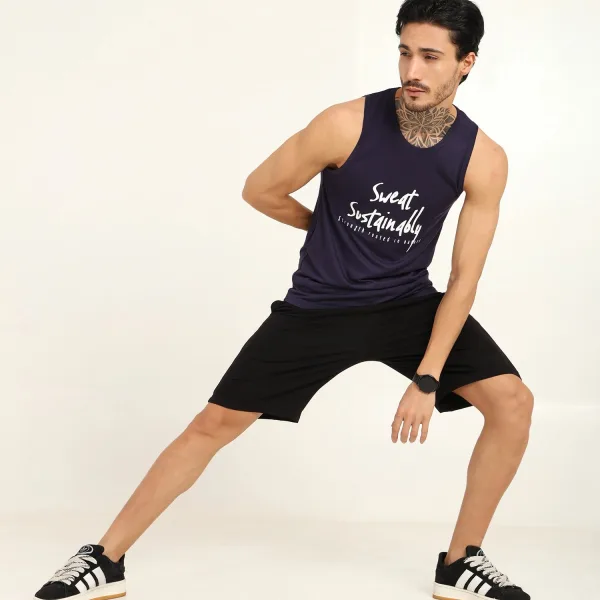 Men’s Bamboo Gym Vest – Soft, Breathable Workout Tank in Navy Blue