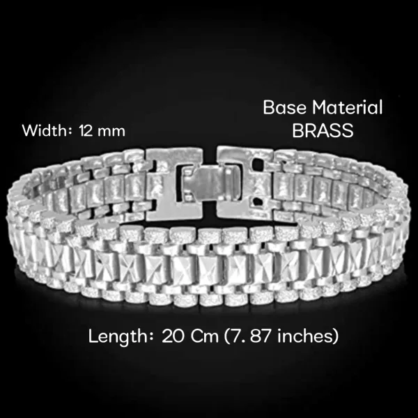 Evordlss Brass Bracelet Silver Coated, 20 cm Chain Length, for Men (Pack of 1)