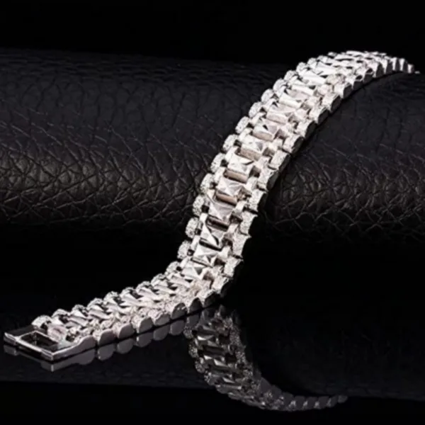 Evordlss Brass Bracelet Silver Coated, 20 cm Chain Length, for Men (Pack of 1)