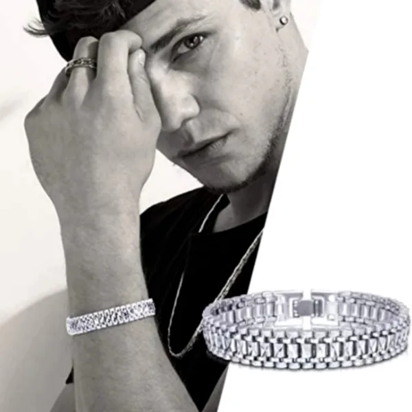 Evordlss Brass Bracelet Silver Coated, 20 cm Chain Length, for Men (Pack of 1)