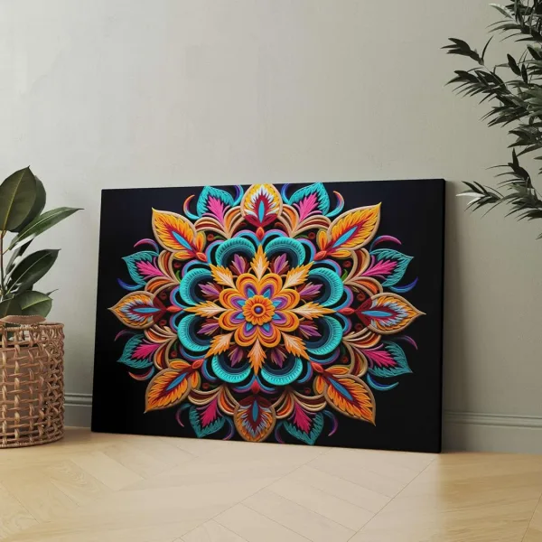 Mandala Art Canvas Painting with Frame for Wall Display