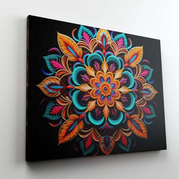 Mandala Art Canvas Painting with Frame for Wall Display