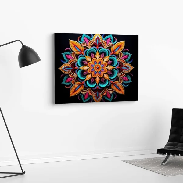 Mandala Art Canvas Painting with Frame for Wall Display