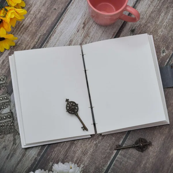 Handmade Printed Cardboard Journal Diary Black Cover with Buckle Lock