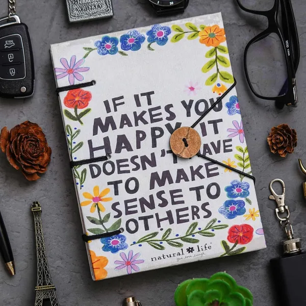 Handmade Printed Cardboard Journal Diary White Cover with Buckle Lock