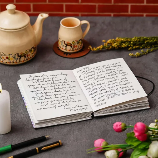 Handmade Printed Cardboard Journal Diary White Cover with Buckle Lock