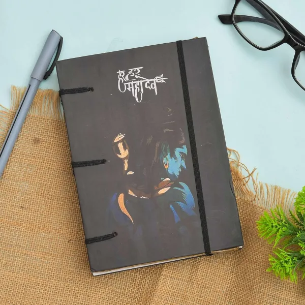 Handmade Printed Cardboard Journal with String Closure – Unruled Pages